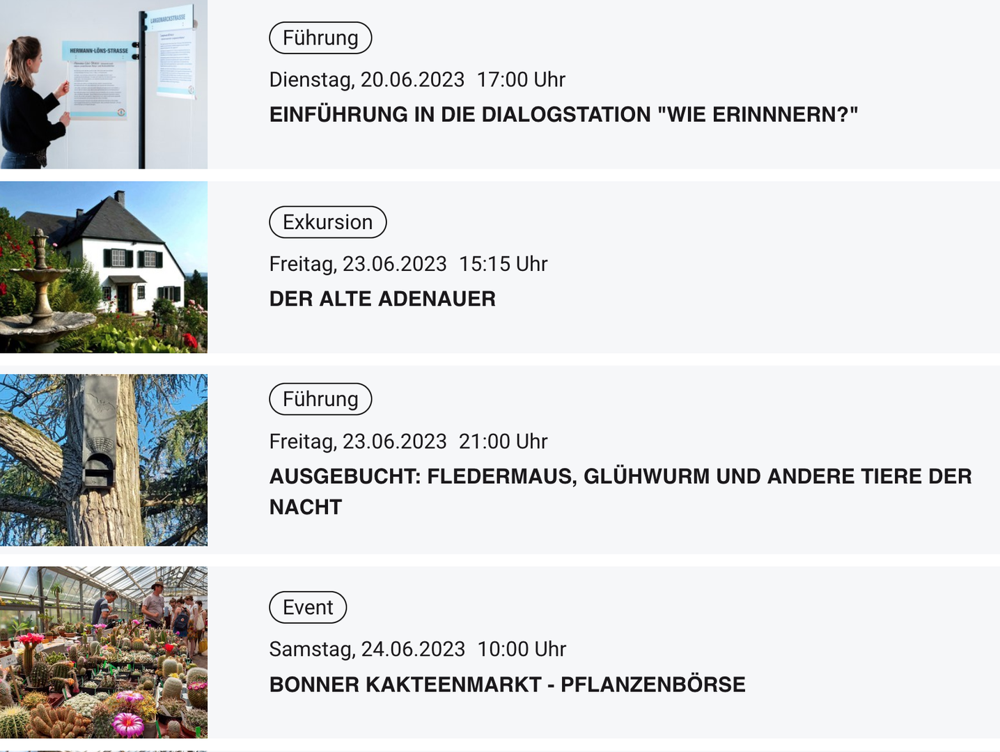 Ausschnitt Veranstaltungen